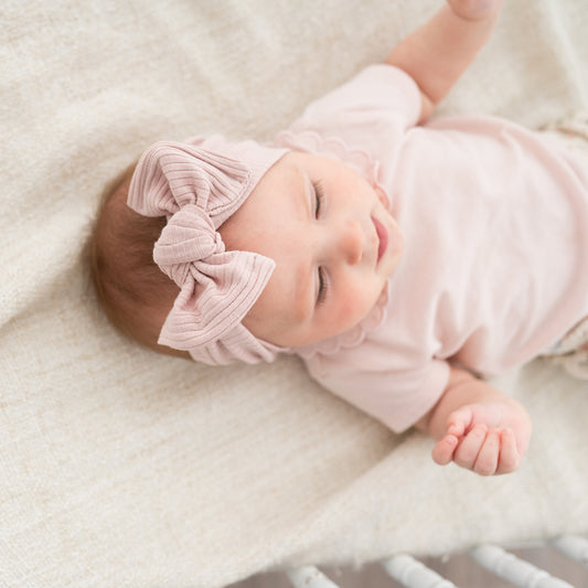 Dusty Pink Cotton Ribbed Baby Headband