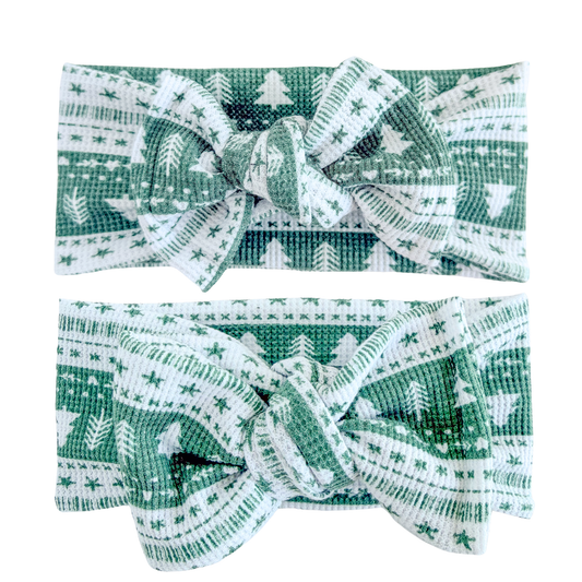 Evergreen Fair Isle Waffle Baby Headband