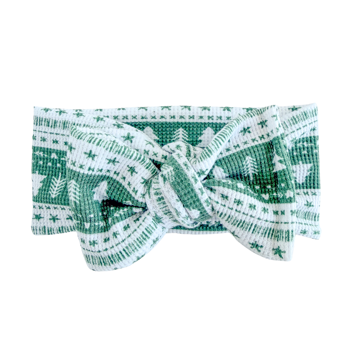 Evergreen Fair Isle Waffle Baby Headband