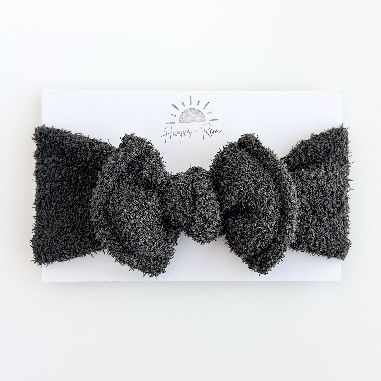 Charcoal Gray Teddy Bear Baby Top Knot