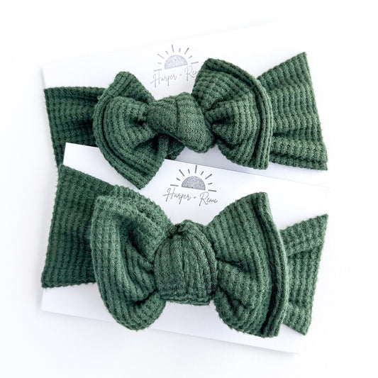 Dark Green Brushed Waffle Baby Headband