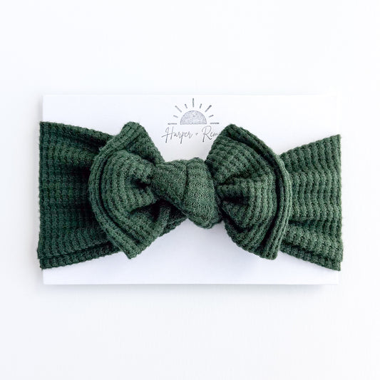 Dark Green Brushed Waffle Baby Headband