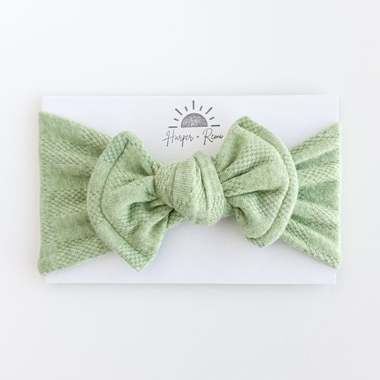 Light Green Checkered Chunky Sweater Baby Headband