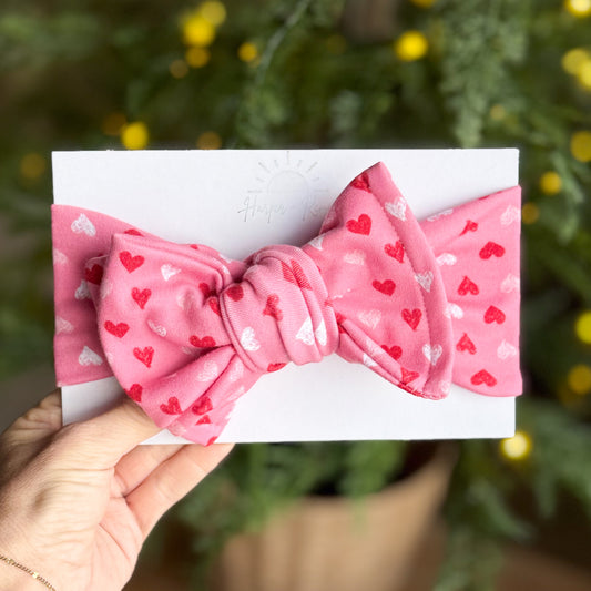 Valentine's Hearts | Cotton Jersey Oversized Bow