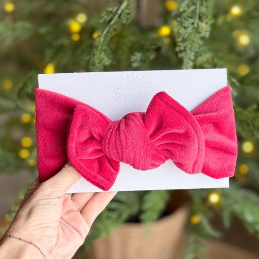 Red Matte Velvet | Chunky Sweater Top Knot