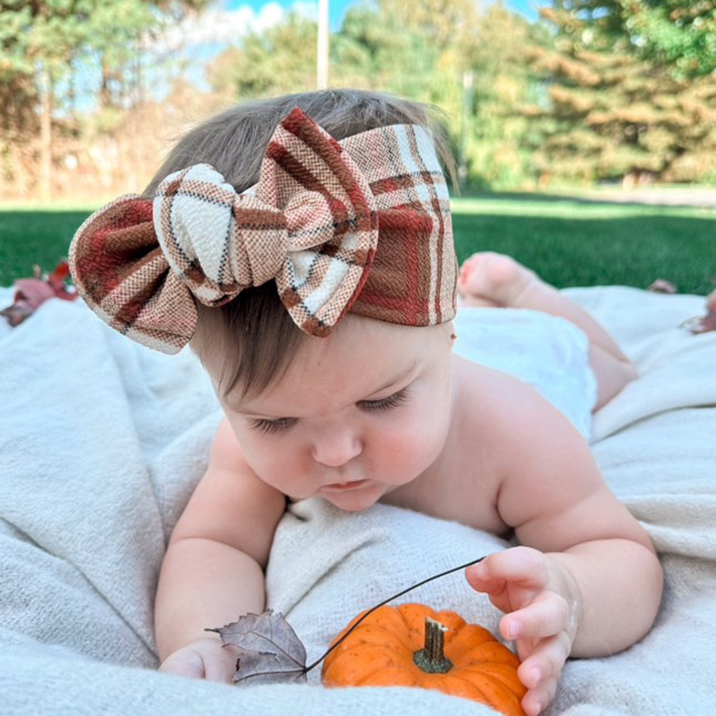 Brown Plaid | Cotton Jersey Top Knot