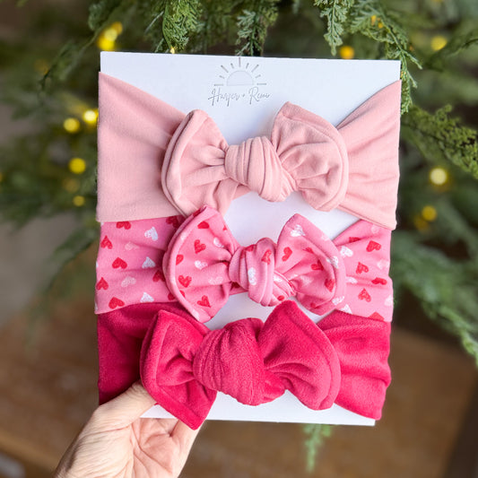 Valentine's Day Top Knot Bundle | Pink Hearts