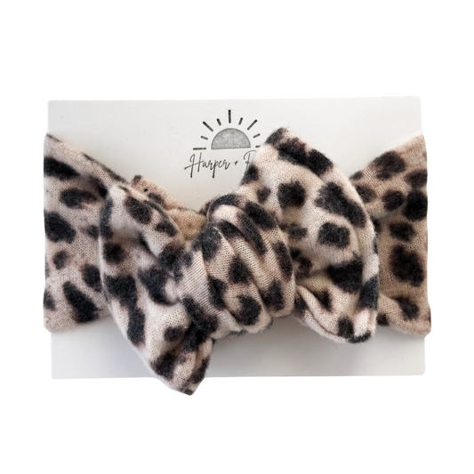 Leopard Print | Fuzzy Sweater Oversized Bow