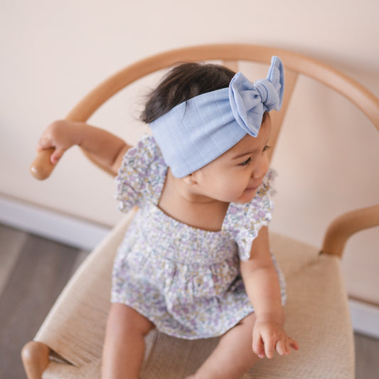 Light Blue Wide Ribbed Baby Headband