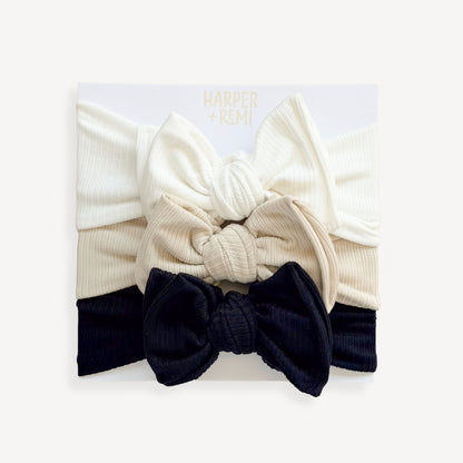 Modern Neutrals (Neutral + Black) | Ribbed Baby Bow Bundle