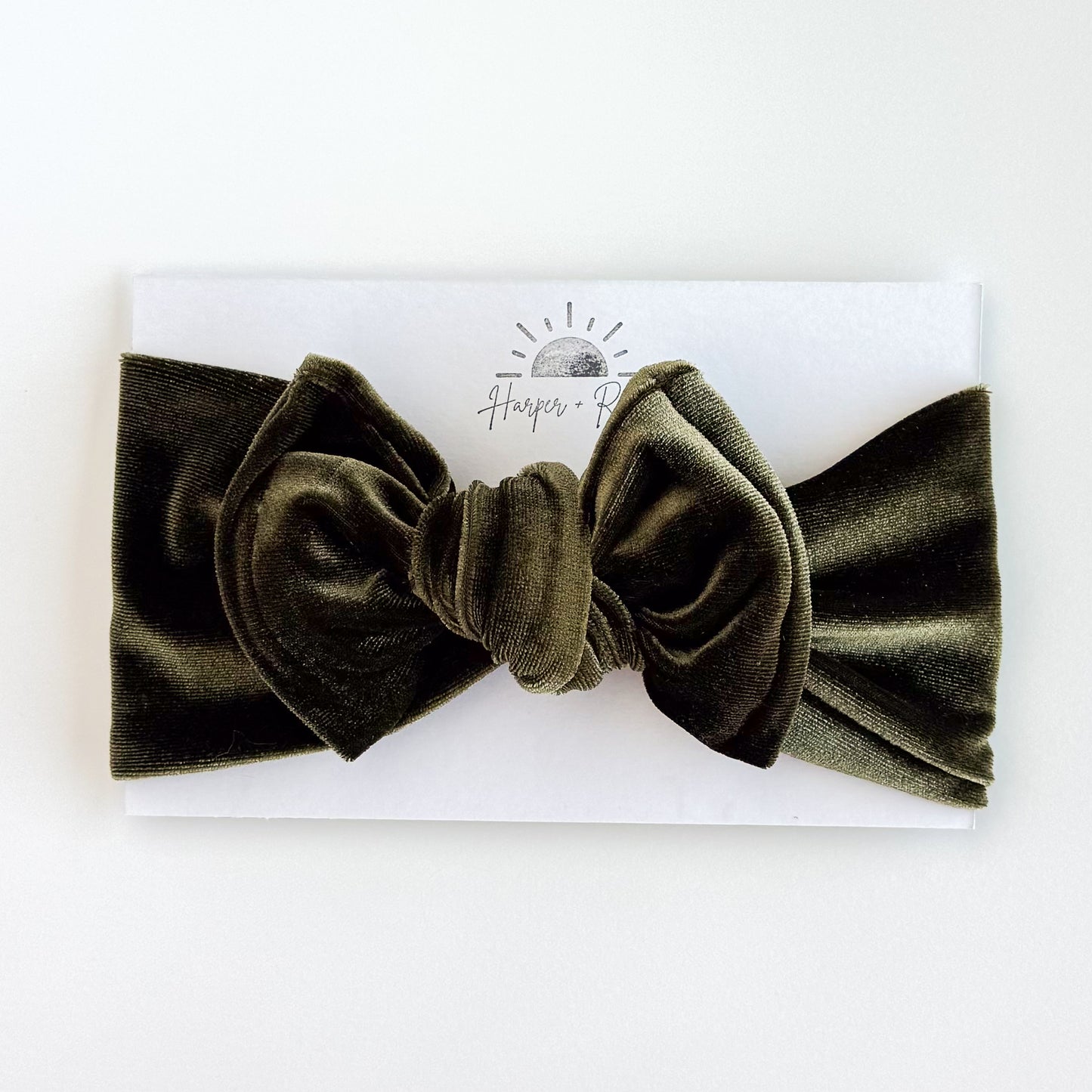 Shimmery Olive Green Velvet Baby Top Knot