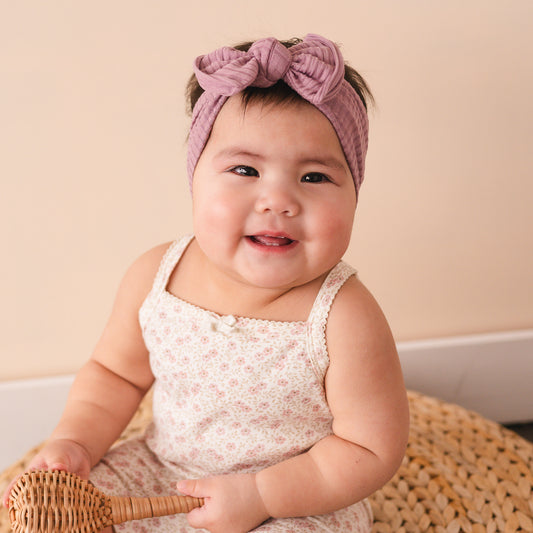 Purple Ribbed Baby Headband