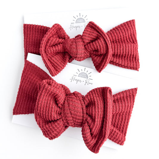 Deep Red Brushed Waffle Headband