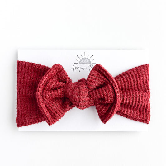 Deep Red Brushed Waffle Headband
