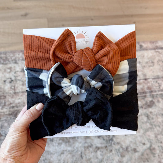 Spice & Buffalo Check | Fall Baby Bow Bundle