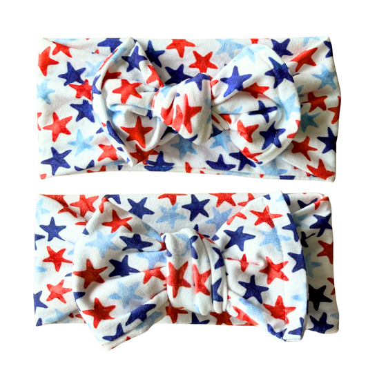 Patriotic Stars Print Cotton Jersey Baby Headband