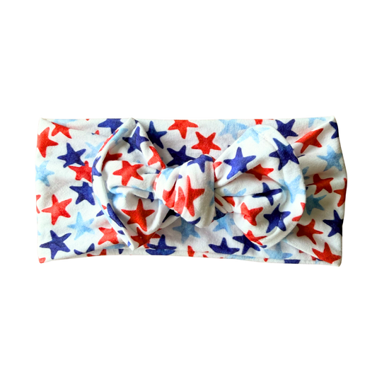 Patriotic Stars Print Cotton Jersey Baby Headband