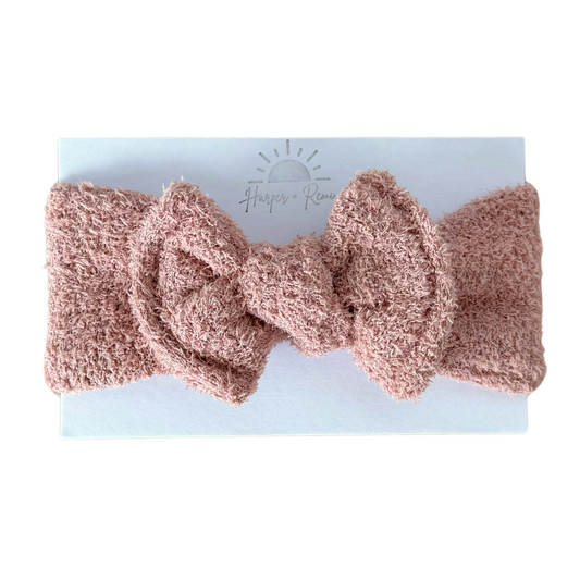 Dusty Rose Teddy Bear | Boucle Top Knot