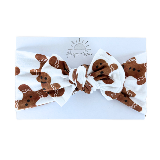 Gingerbread Men | Cotton Jersey Top Knot Bow