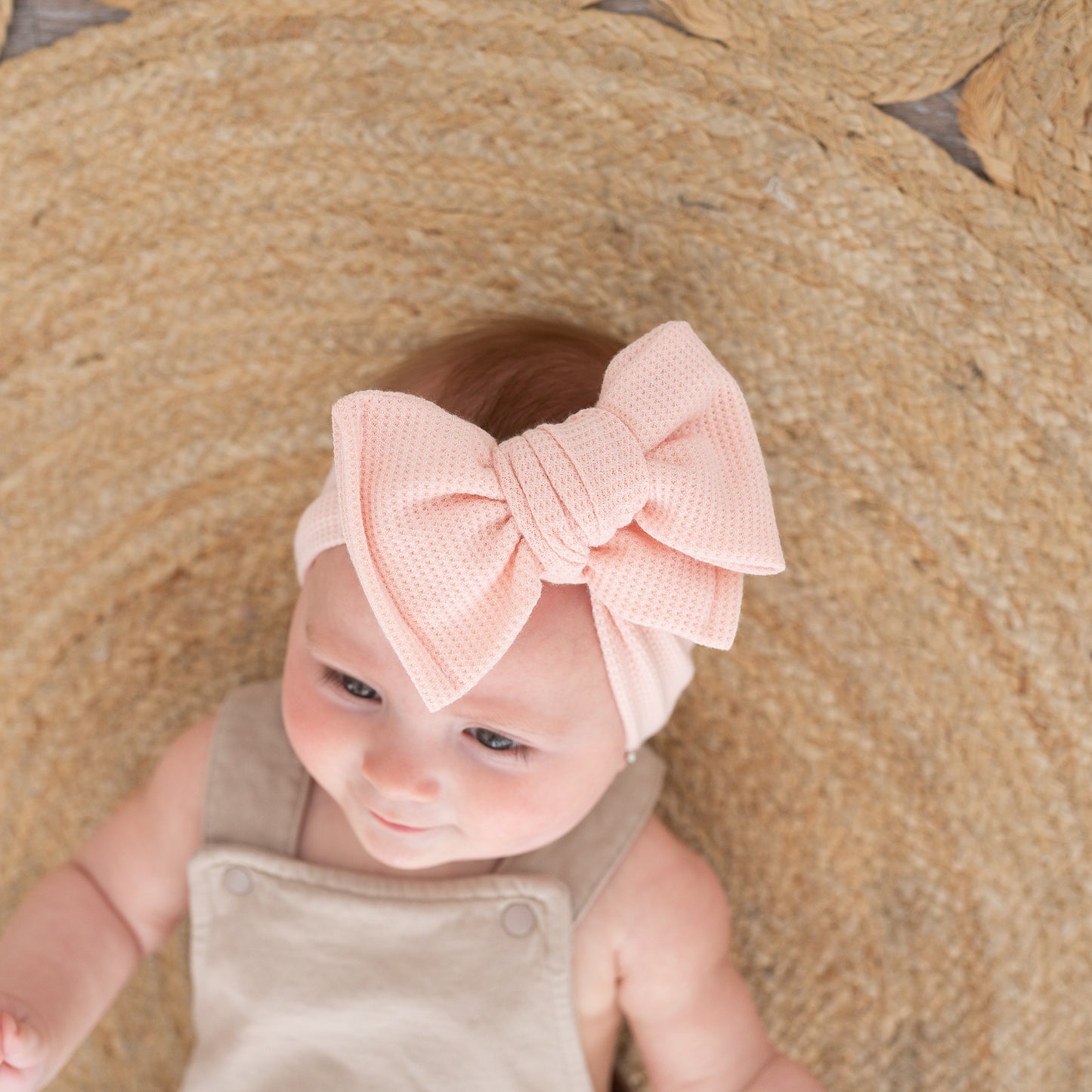 Peachy Pink Waffle Baby Headband