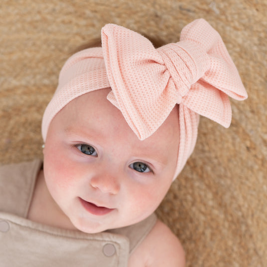 Peachy Pink Waffle Baby Headband