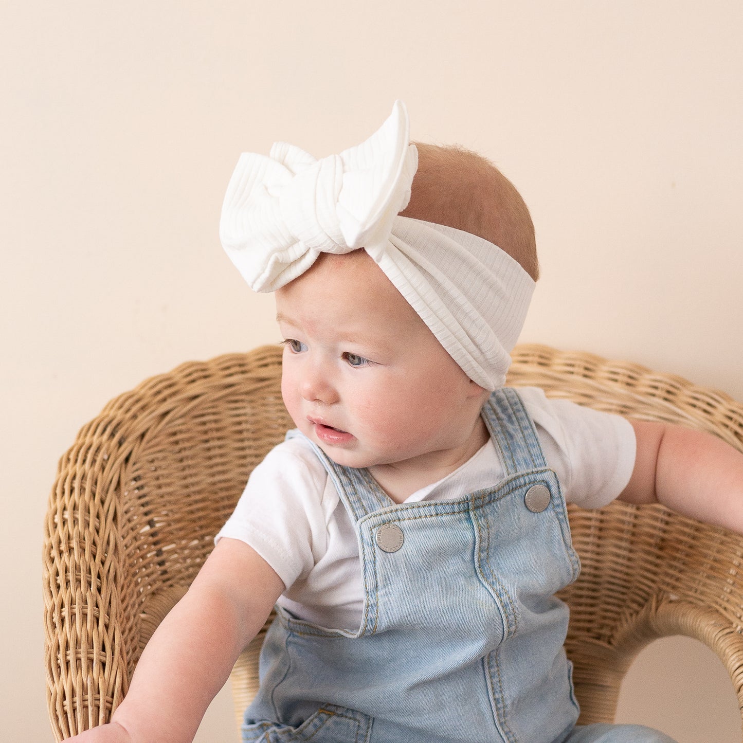 Dusty Purple Smilies + White Cotton Rib | Baby Bow Bundle