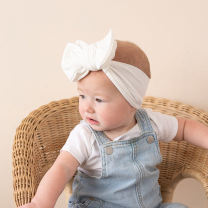 White Cotton Ribbed Baby Headband