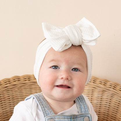 White Cotton Ribbed Baby Headband
