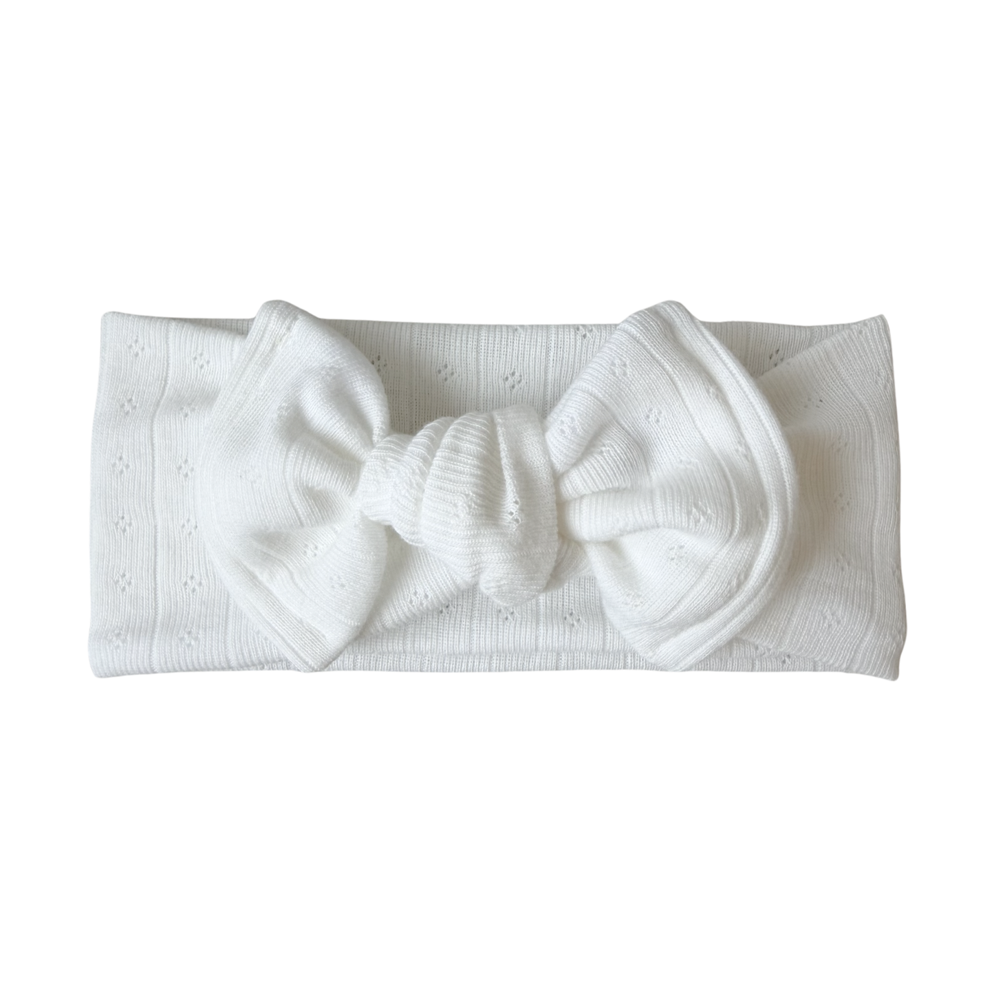 White Cotton Pointelle Baby Headband