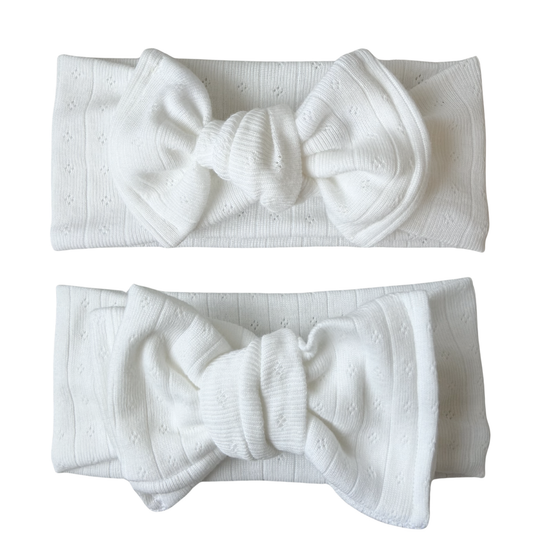 White Cotton Pointelle Baby Headband