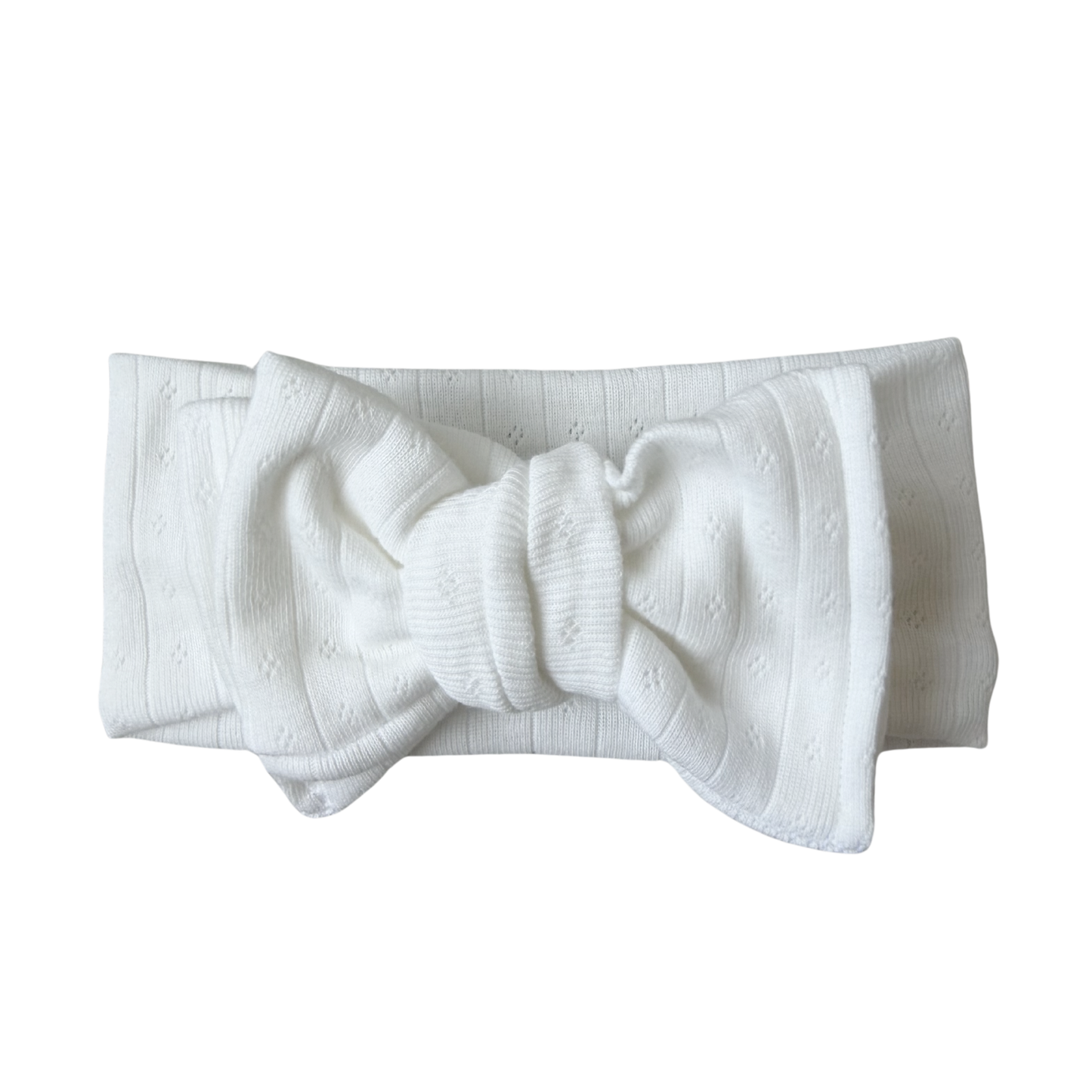 White Cotton Pointelle Baby Headband