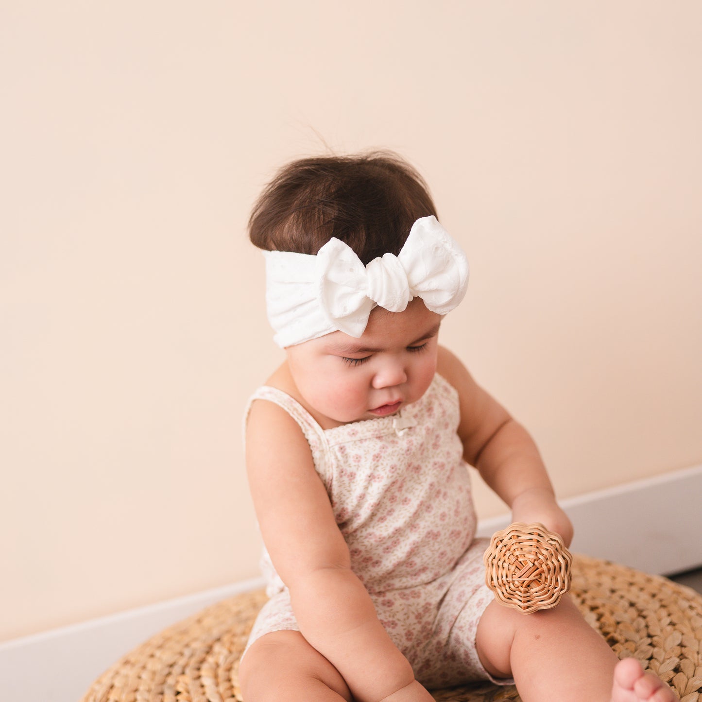 Blush Floral + White Eyelet | Baby Bow Bundle