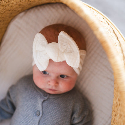 White Honeycomb Waffle Baby Headband