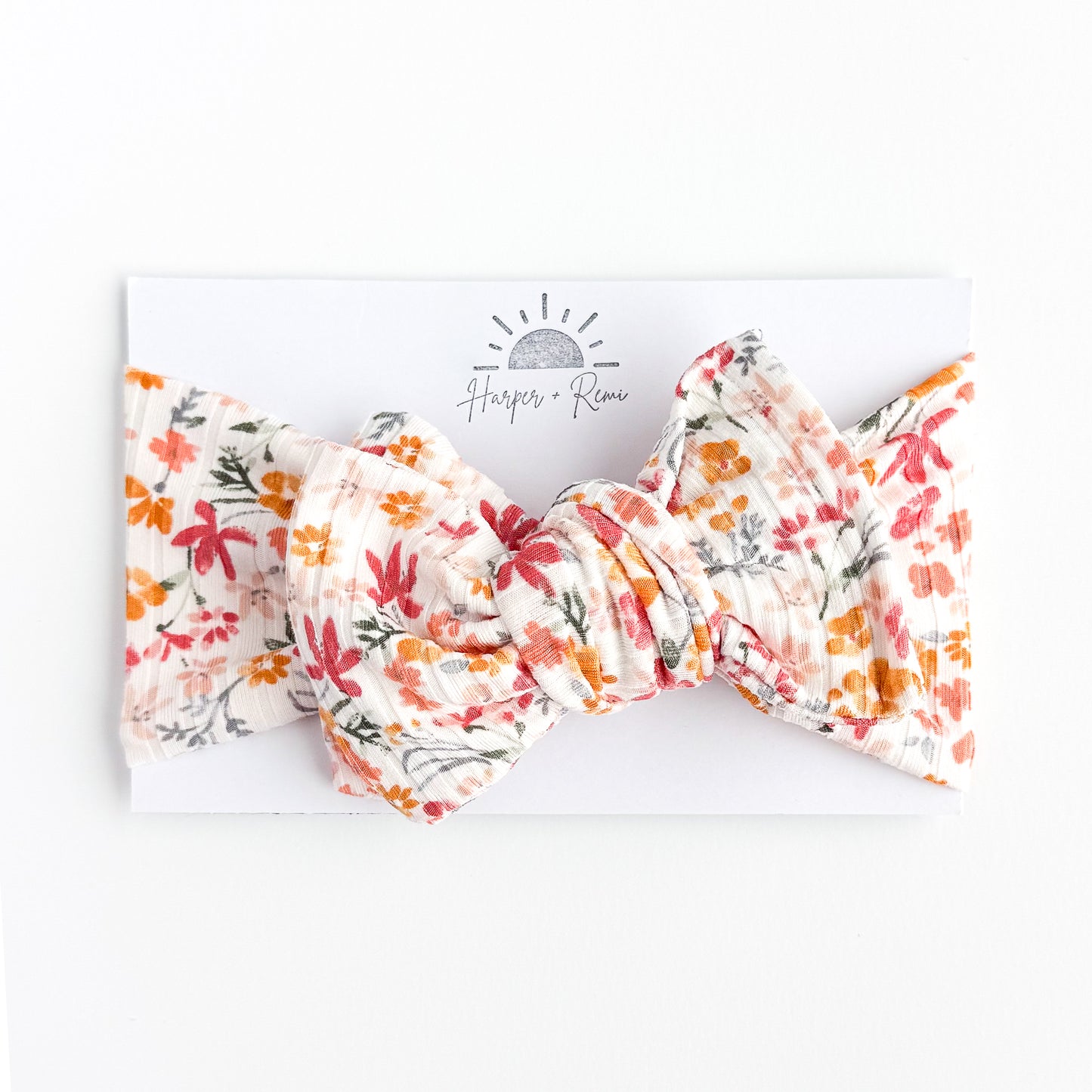 Pink Watercolor Floral Ribbed Baby Headband
