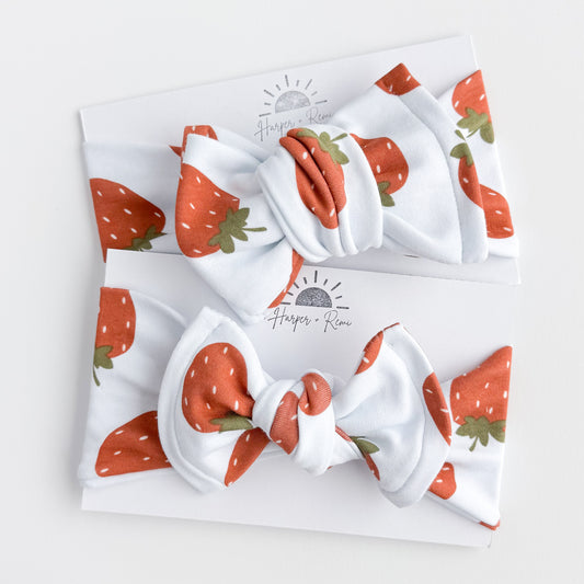 Strawberry Print Cotton Jersey Baby Headband