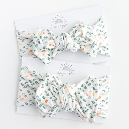 Teal Spring Leaves Brushed Baby Headband