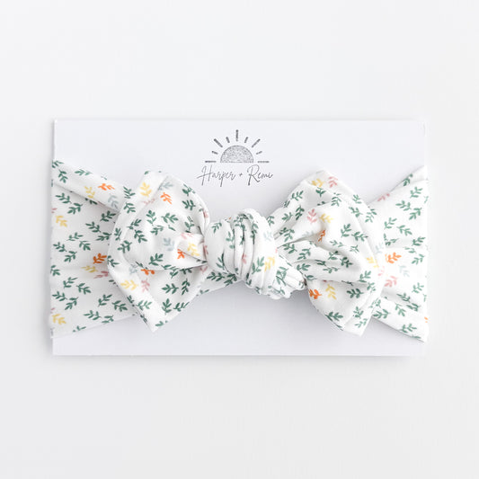 Teal Spring Leaves Brushed Baby Headband