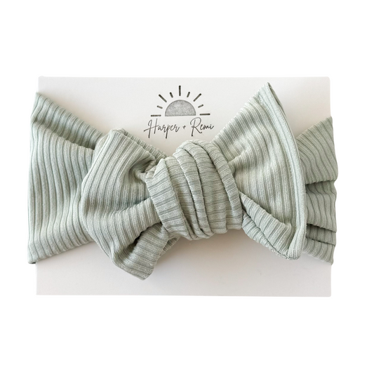 Aqua Gray | Ribbed Oversized Bow