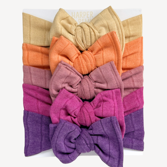 Autumn Sunset | Lightweight Sweat Ribbed Baby Bow Bundle