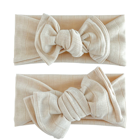 Beige Wide Ribbed Baby Headband