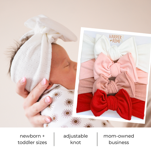 Berry Sweet Essentials (Pink + Red) | Ribbed Baby Bow Bundle