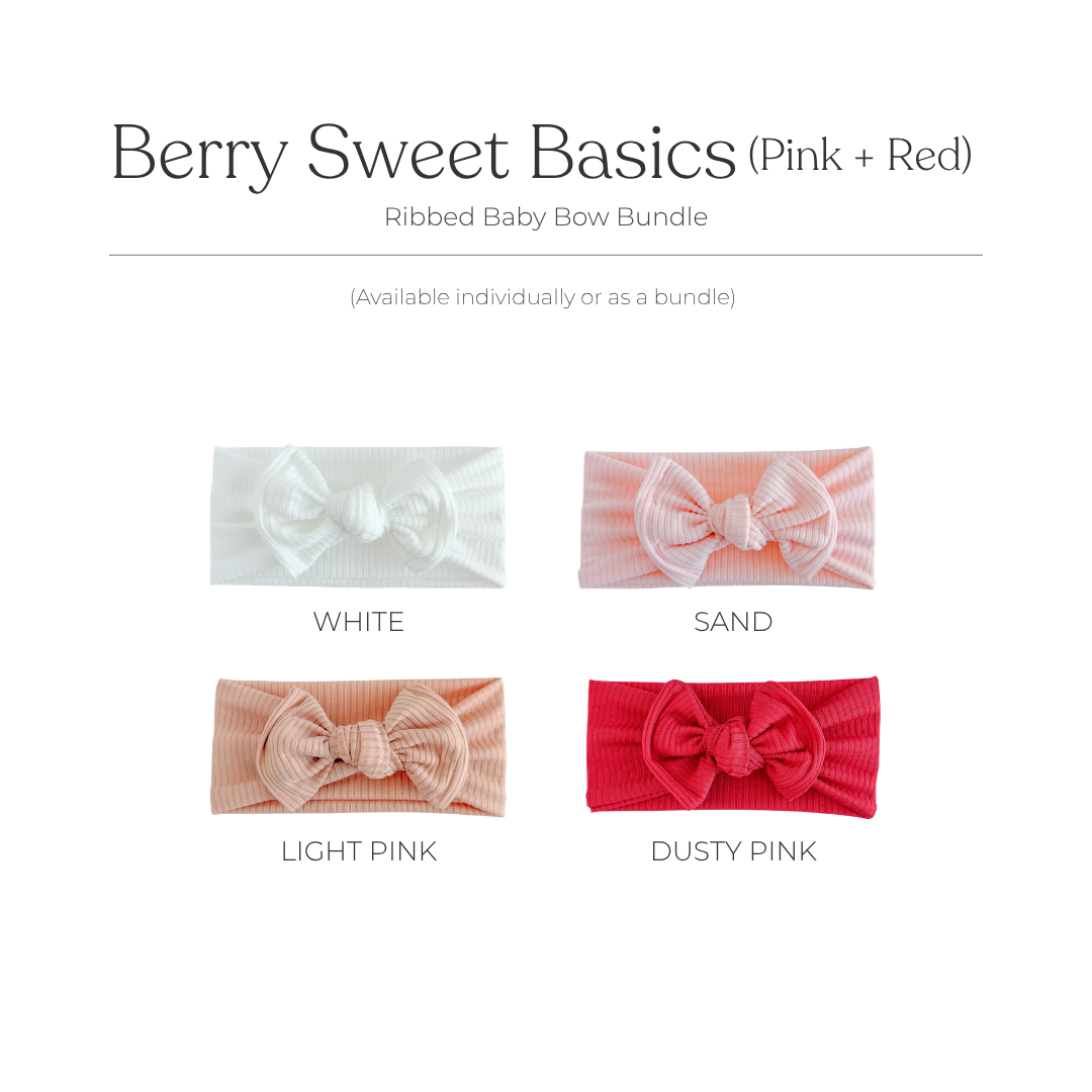 Berry Sweet Essentials (Pink + Red) | Ribbed Baby Bow Bundle
