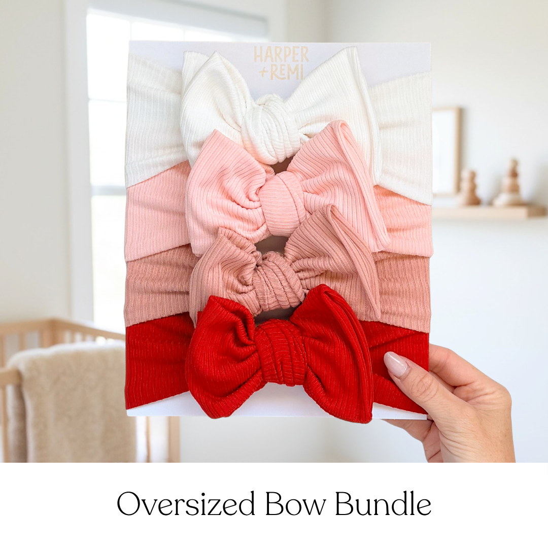Berry Sweet Essentials (Pink + Red) | Ribbed Baby Bow Bundle