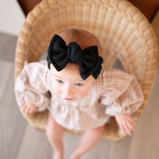 Black Brushed Waffle Sweater Baby Headband