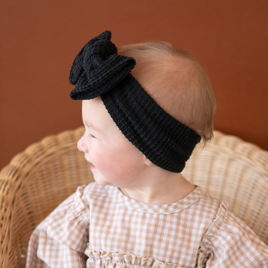 Black Brushed Waffle Sweater Baby Headband