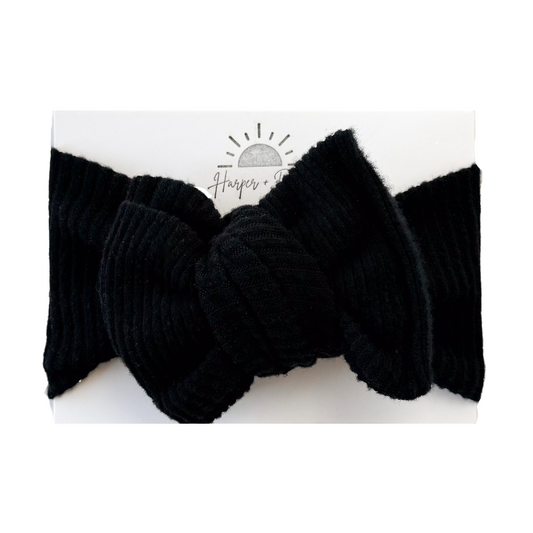 Black Brushed Ribbed | Chunky Sweater Oversized Bow