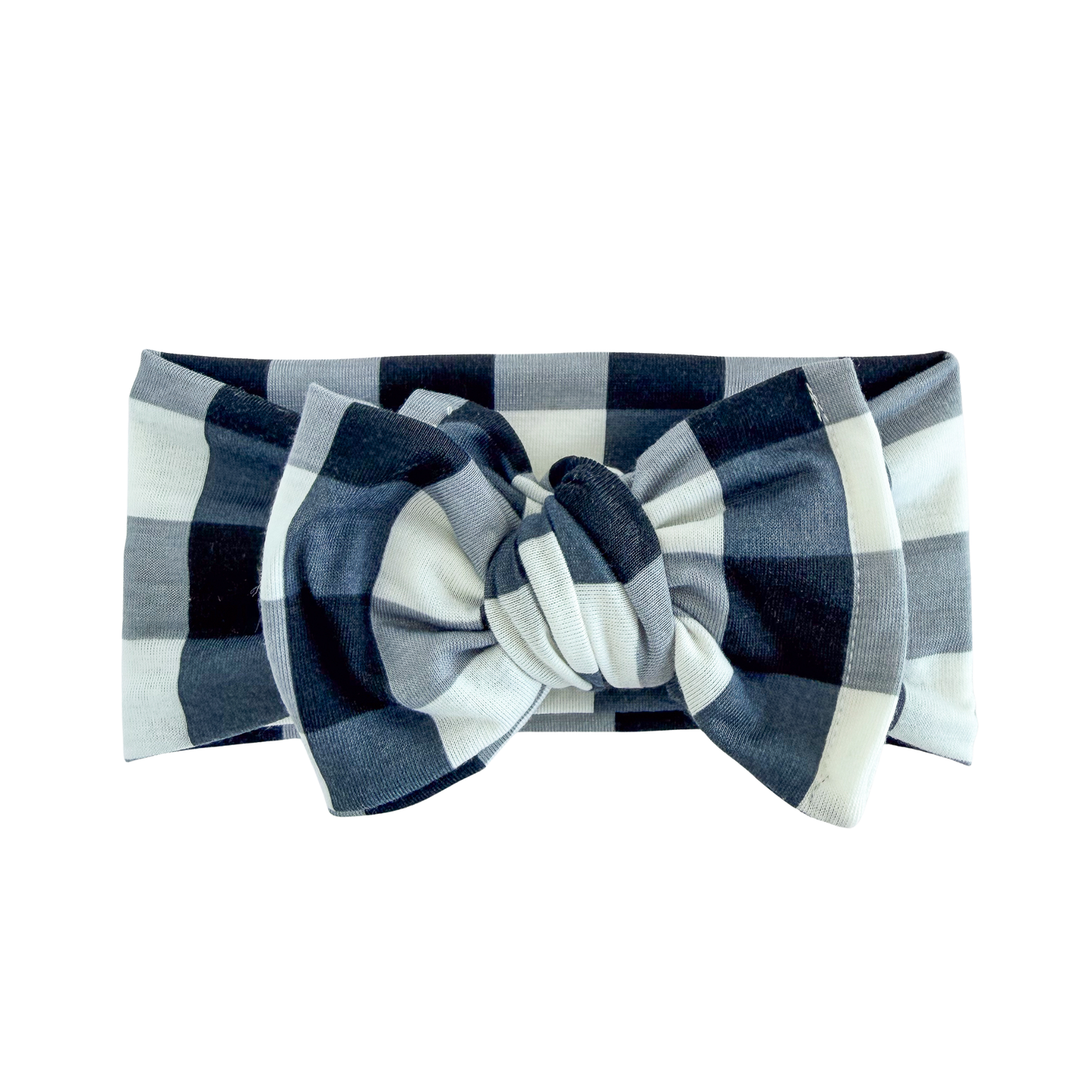 Buffalo Plaid Cotton Jersey Headband (Black & White)