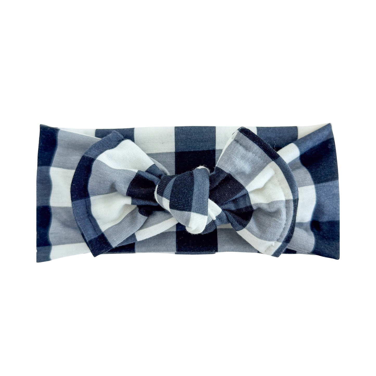Buffalo Plaid Cotton Jersey Headband (Black & White)