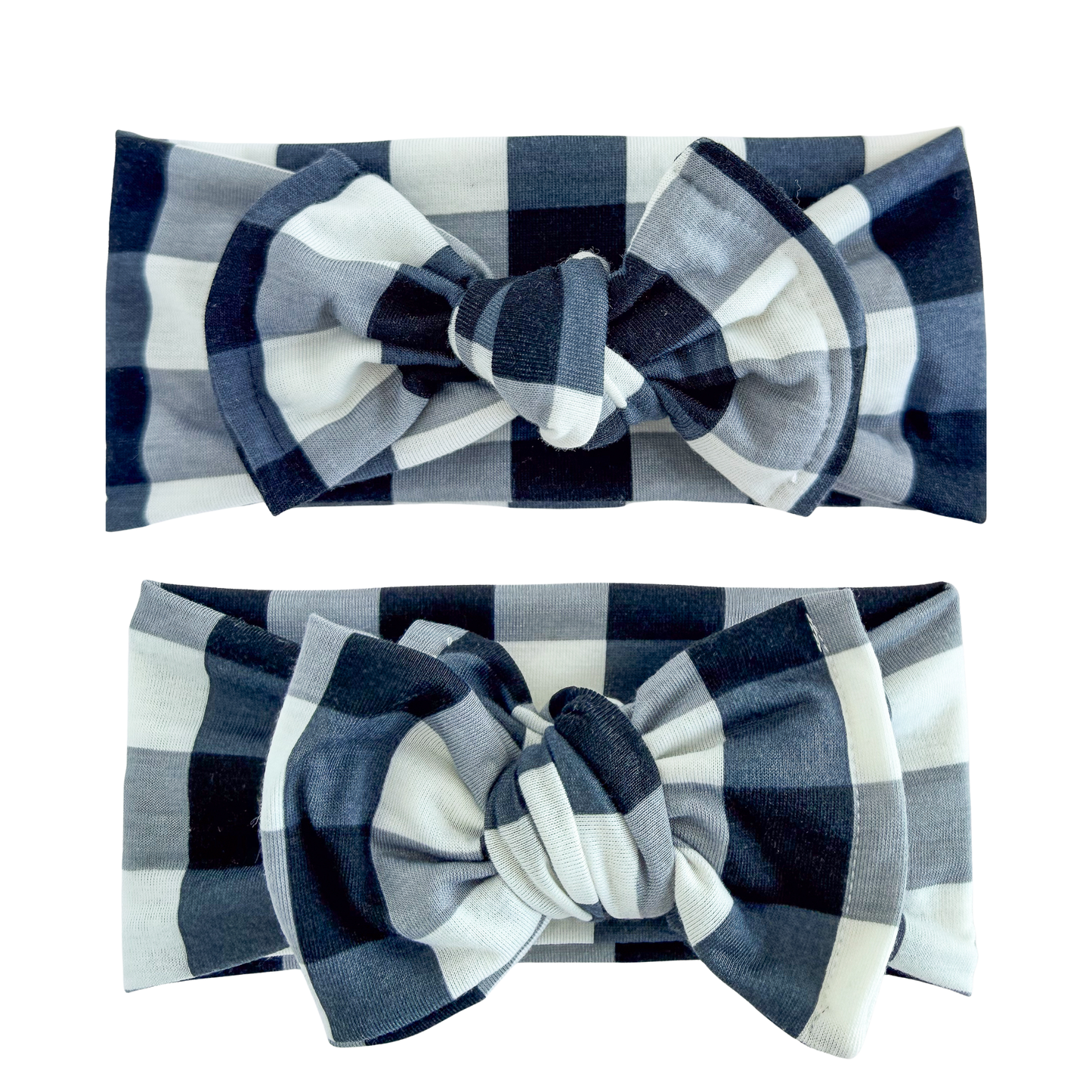 Buffalo Plaid Cotton Jersey Headband (Black & White)