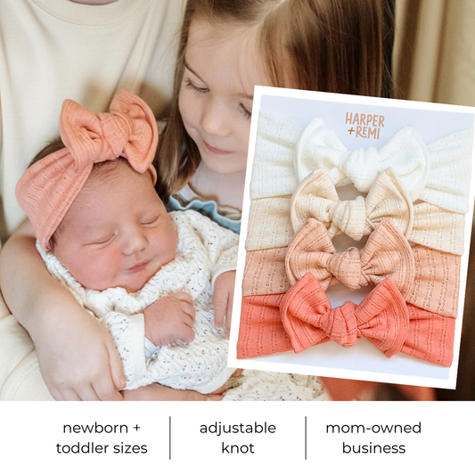 Bloom Essentials (Neutral + Coral) | Pointelle Baby Bow Bundle